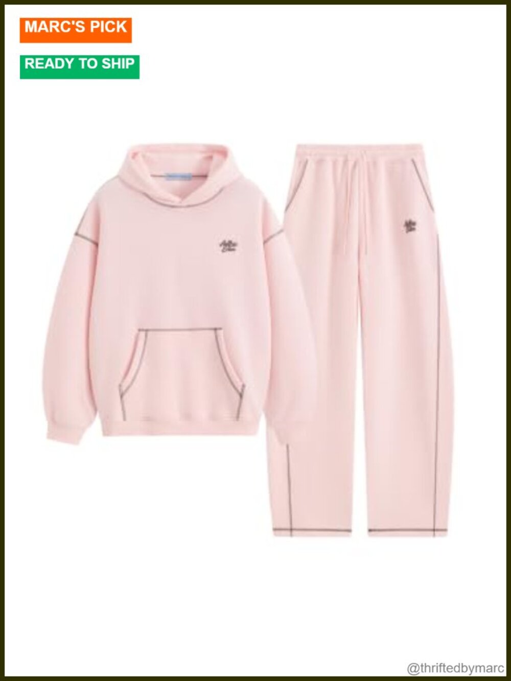 Fleece Tracksuit Women 2 Piece Matching Oversized Hoodie Baggy Sweatpants Set